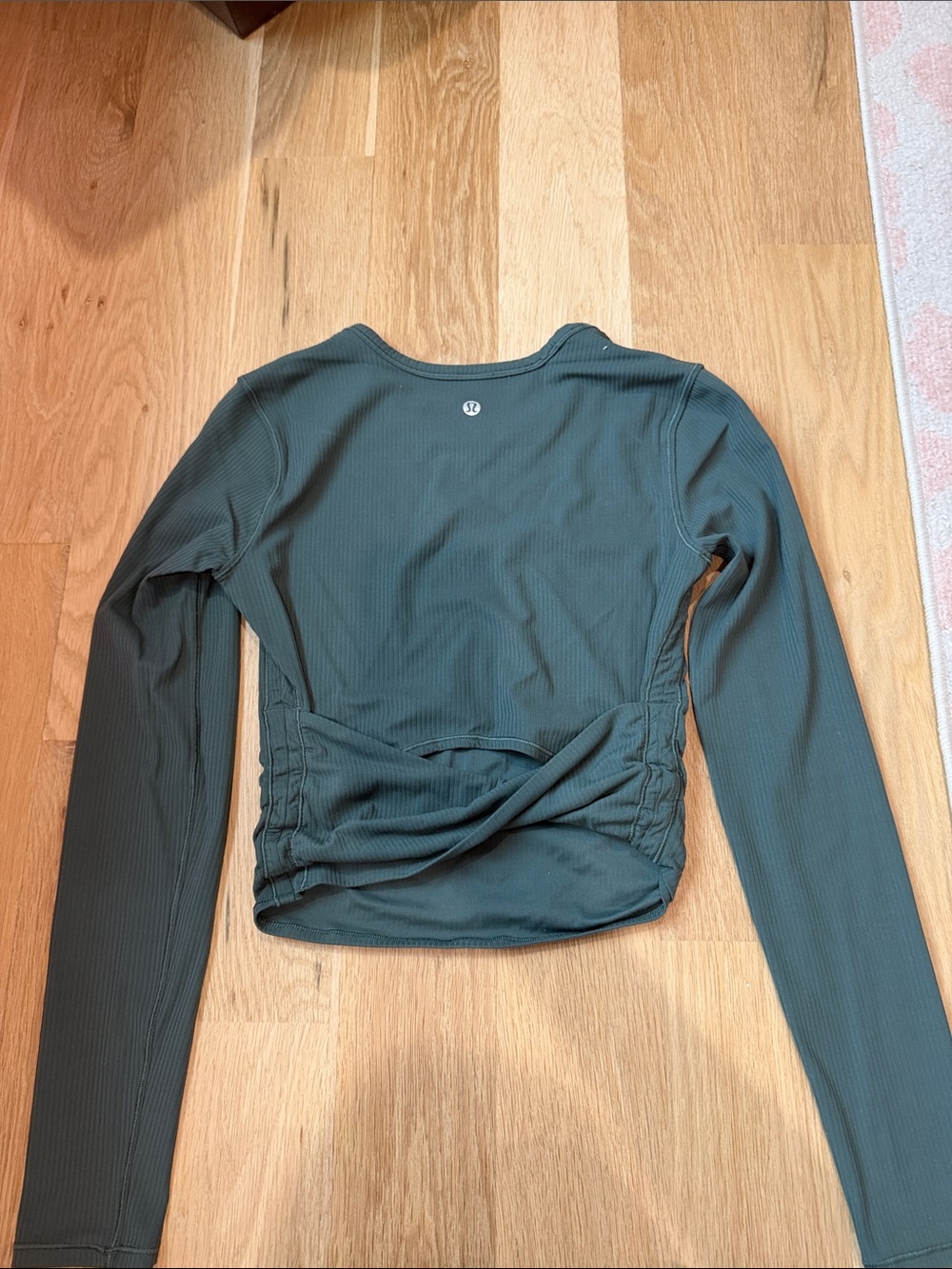 lululemon athletica Long Sleeve Ribbed Crop Top in Deep Forest Green